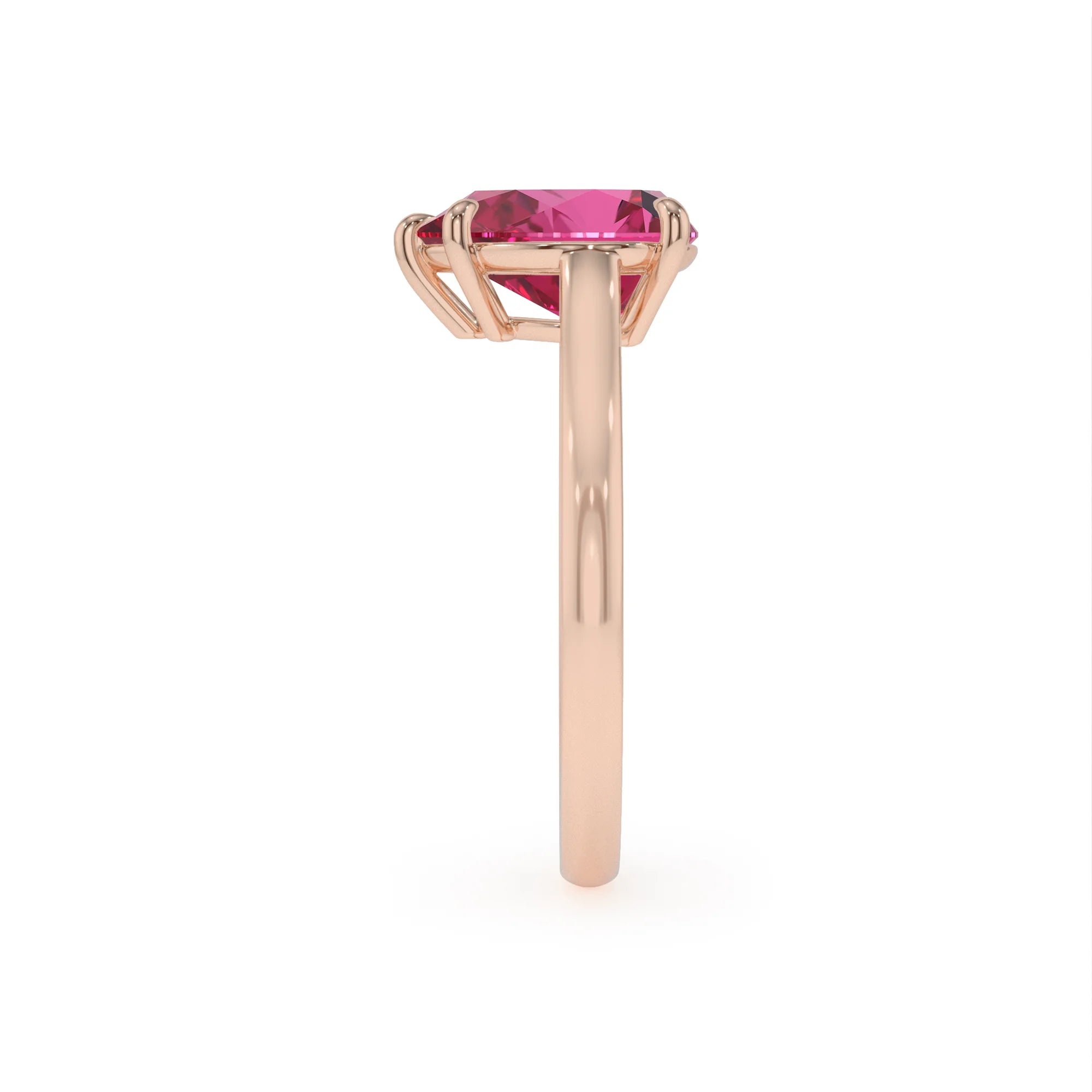 lab grown pink-sapphire pear solitaire rings in rose gold