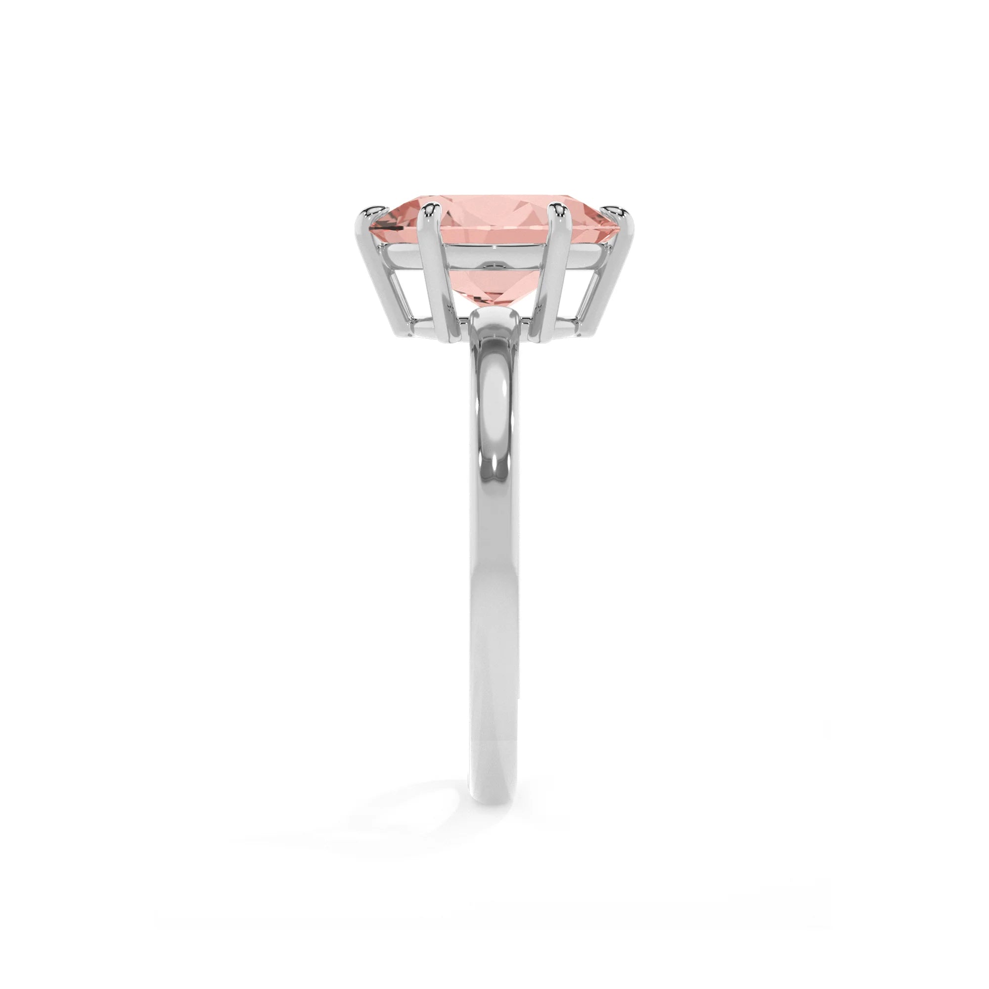 lab grown morganite oval solitaire rings in white gold