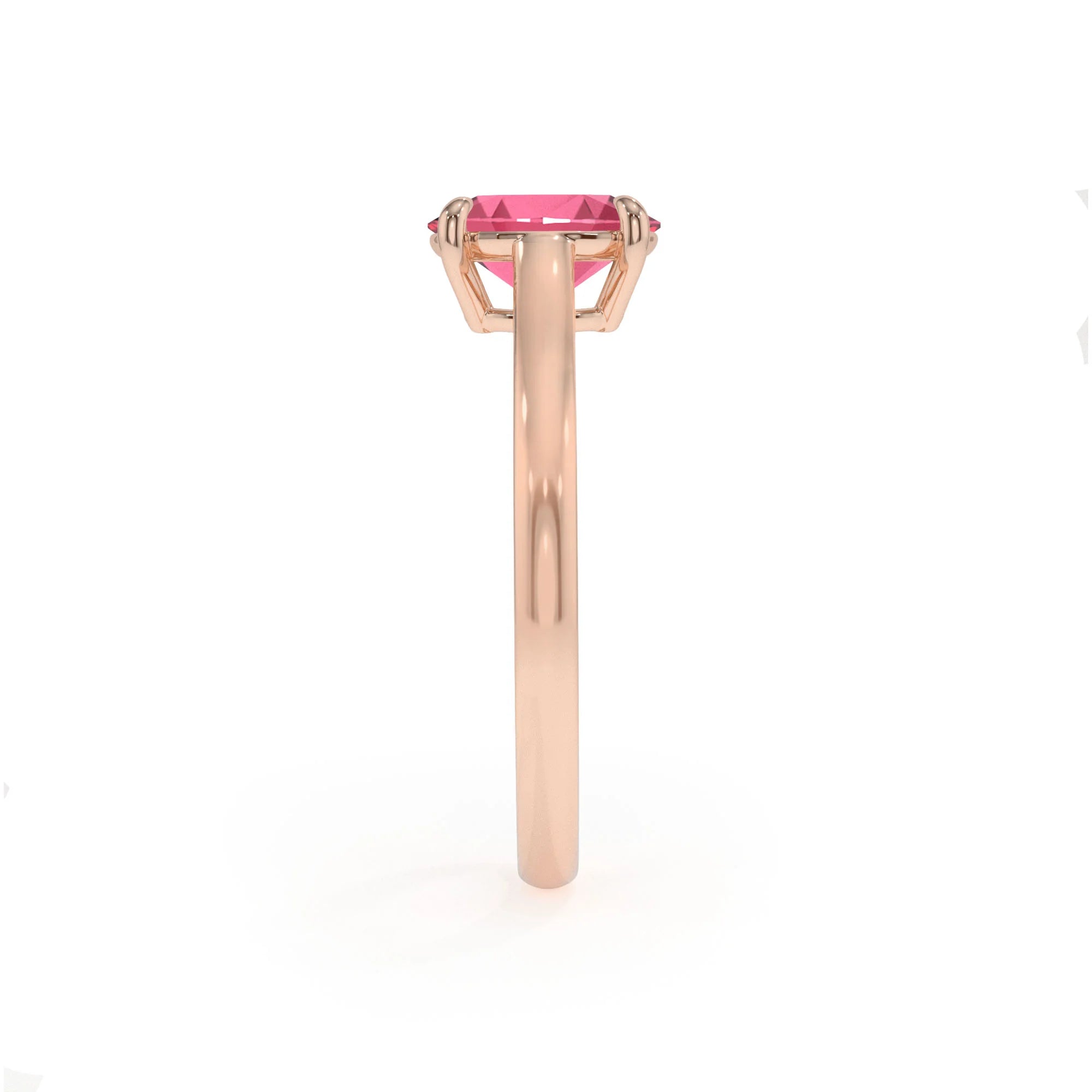 lab grown pink-tourmaline oval solitaire rings in rose gold