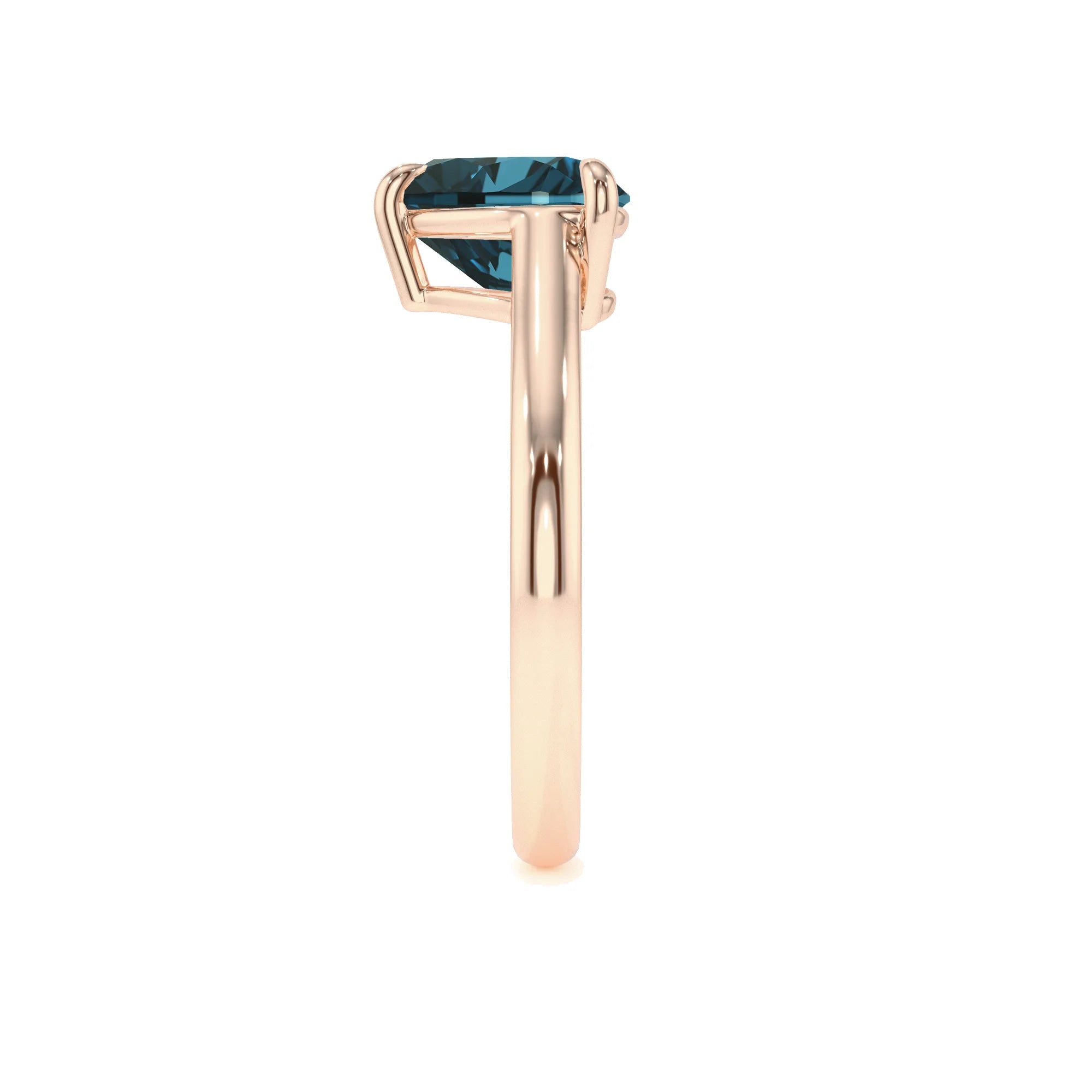 natural london-blue-topaz heart solitaire rings in rose gold