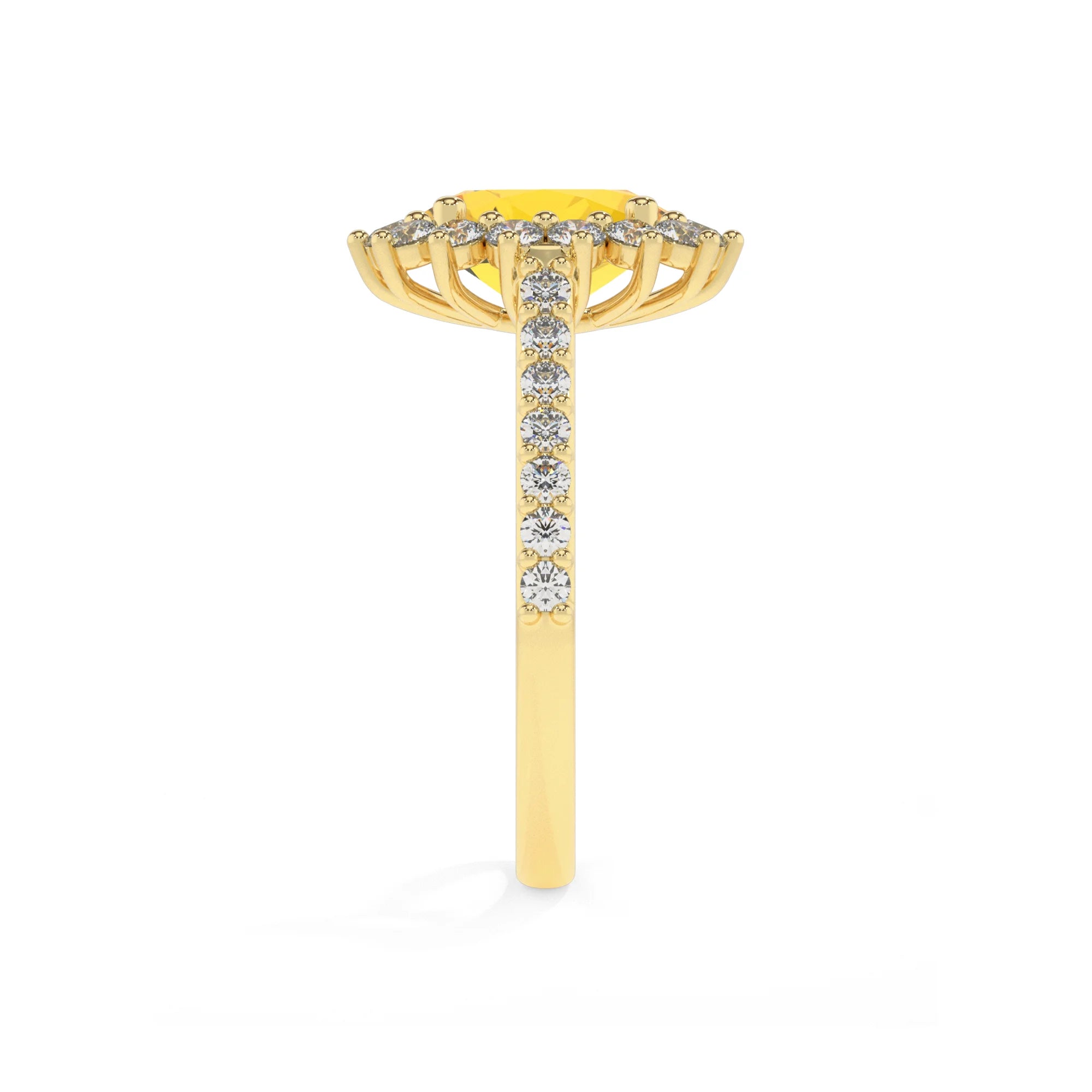 lab grown yellow-sapphire oval solitaire rings in yellow gold