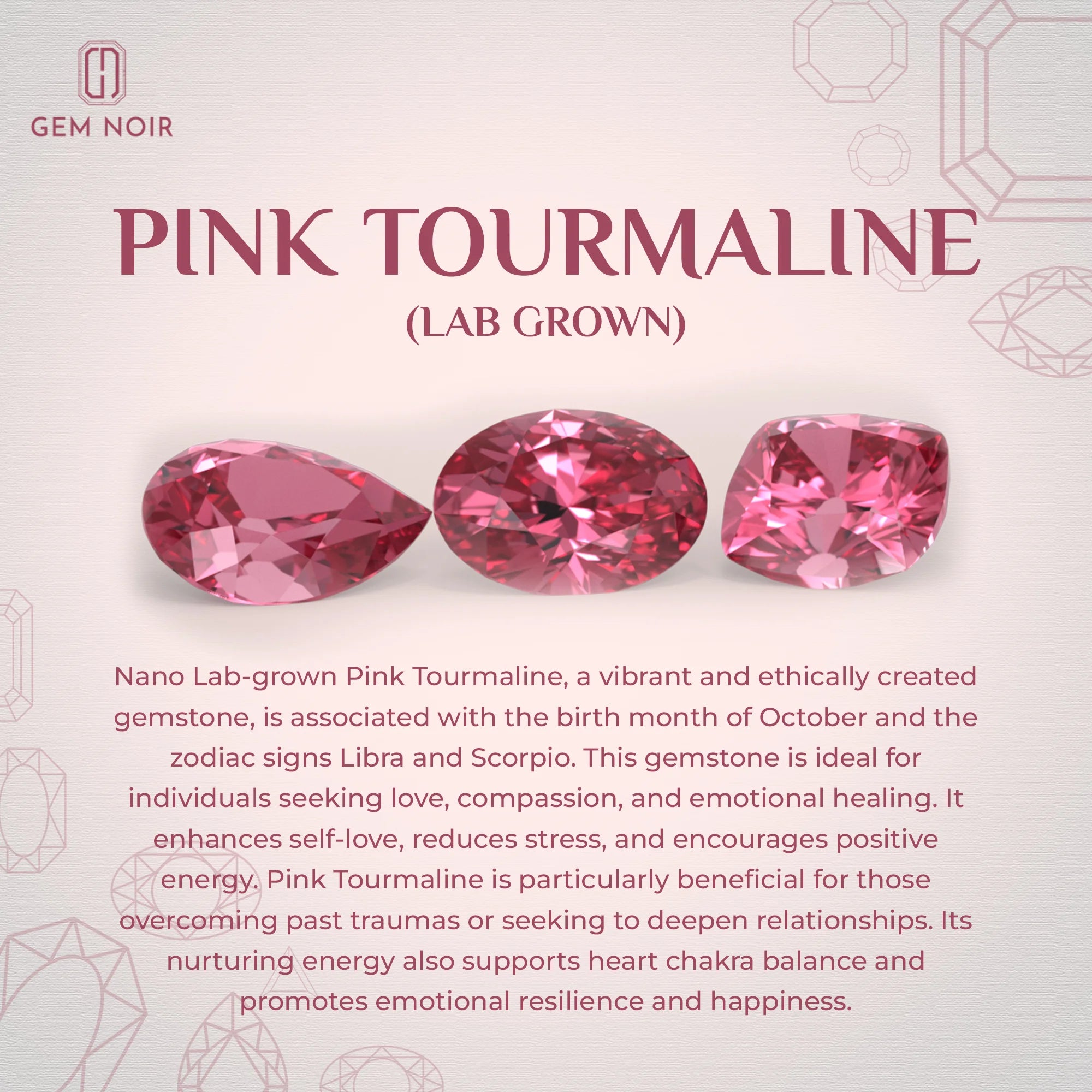 lab grown pink tourmaline trillion stud earrings in rose gold