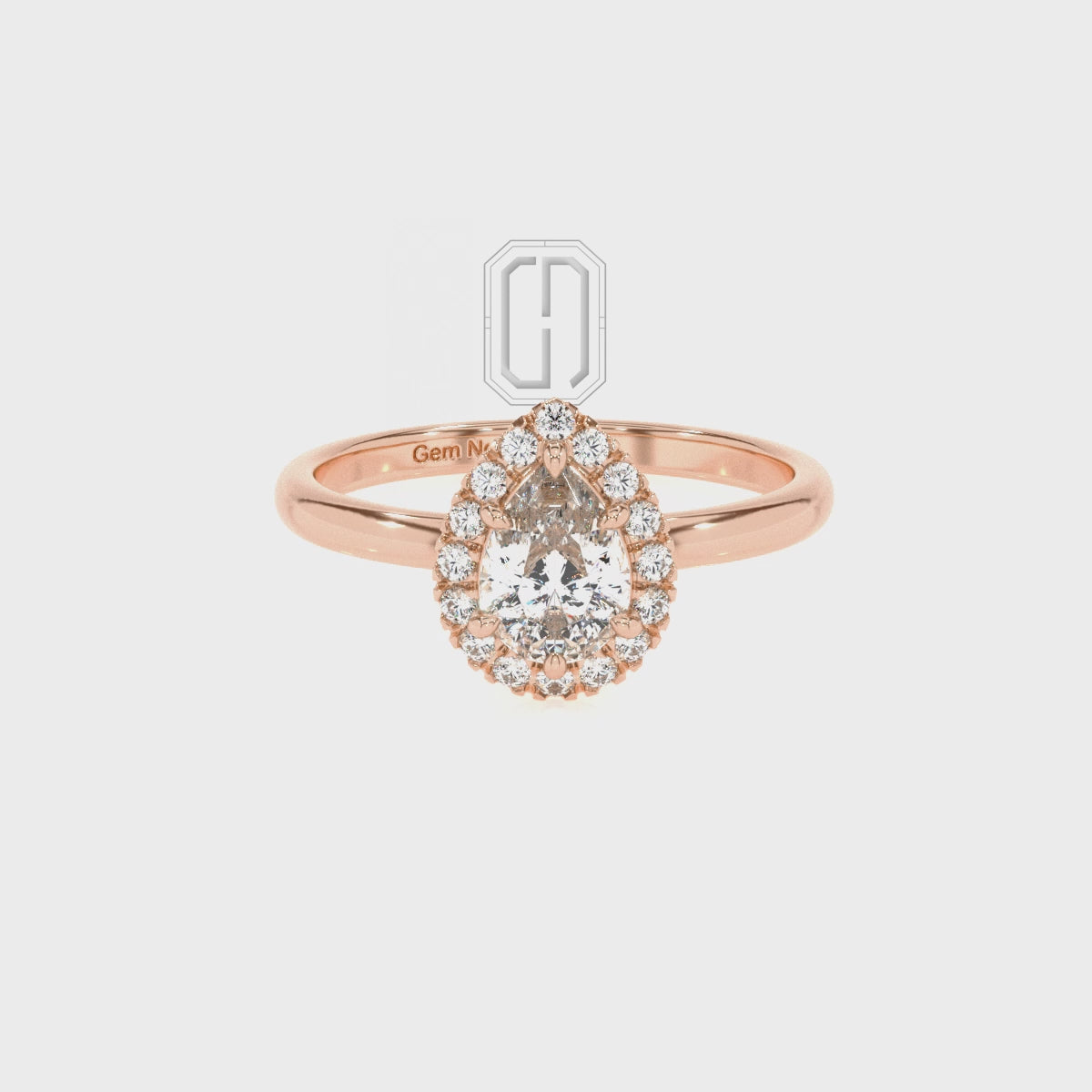 Lab Grown Pink Sapphire Pear with Diamonds Halo Solitaire Engagement Rings