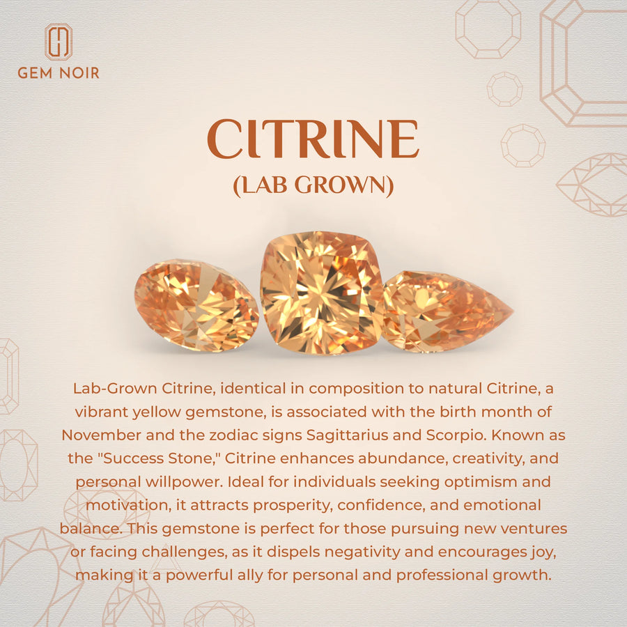 lab grown citrine cushion infinity necklaces in white gold 