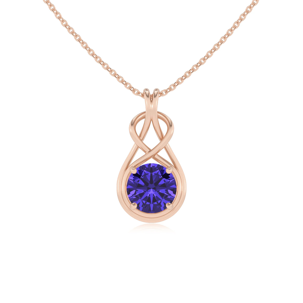 lab grown tanzanite round solitaire necklaces in rose gold 