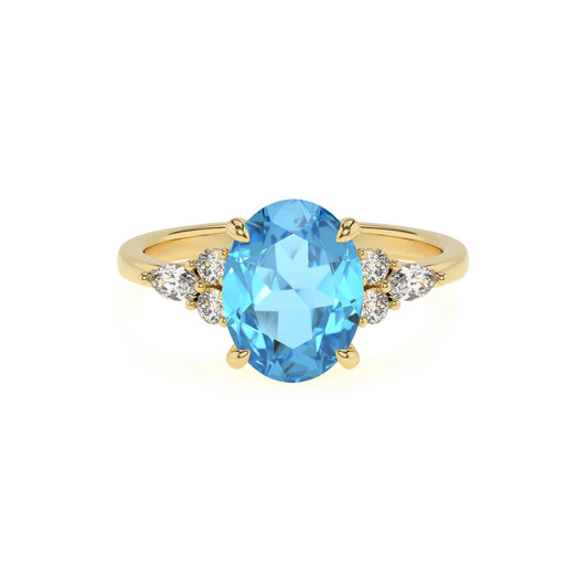 natural swiss-blue-topaz oval solitaire rings in yellow gold 