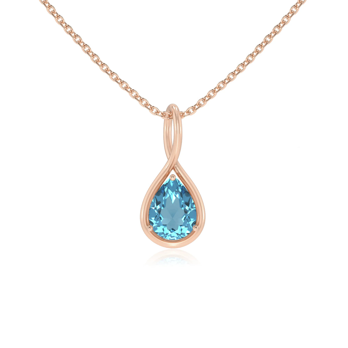 natural swiss-blue-topaz pear solitaire necklaces in rose gold 
