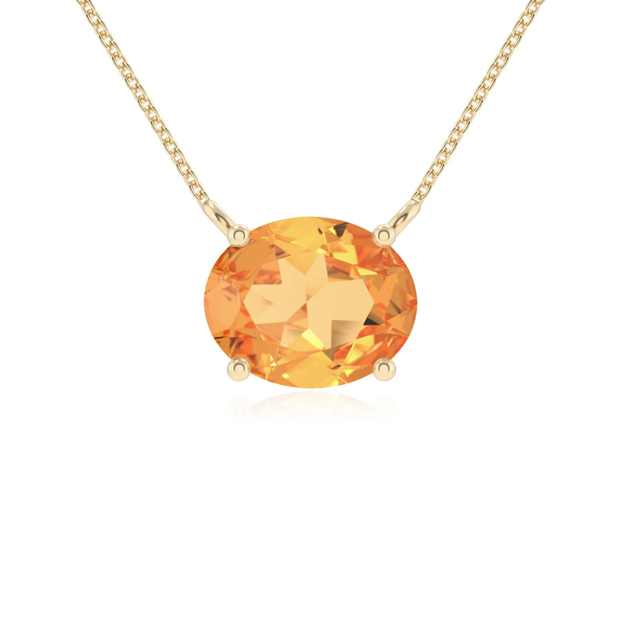 lab grown citrine oval solitaire necklaces in yellow gold 