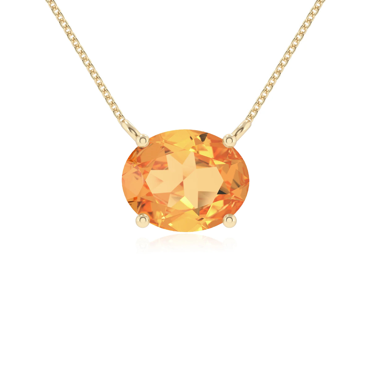 lab grown citrine oval solitaire necklaces in yellow gold 