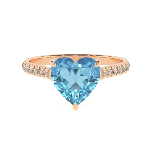 natural swiss-blue-topaz heart half eternity solitaire engagement rings in rose gold 
