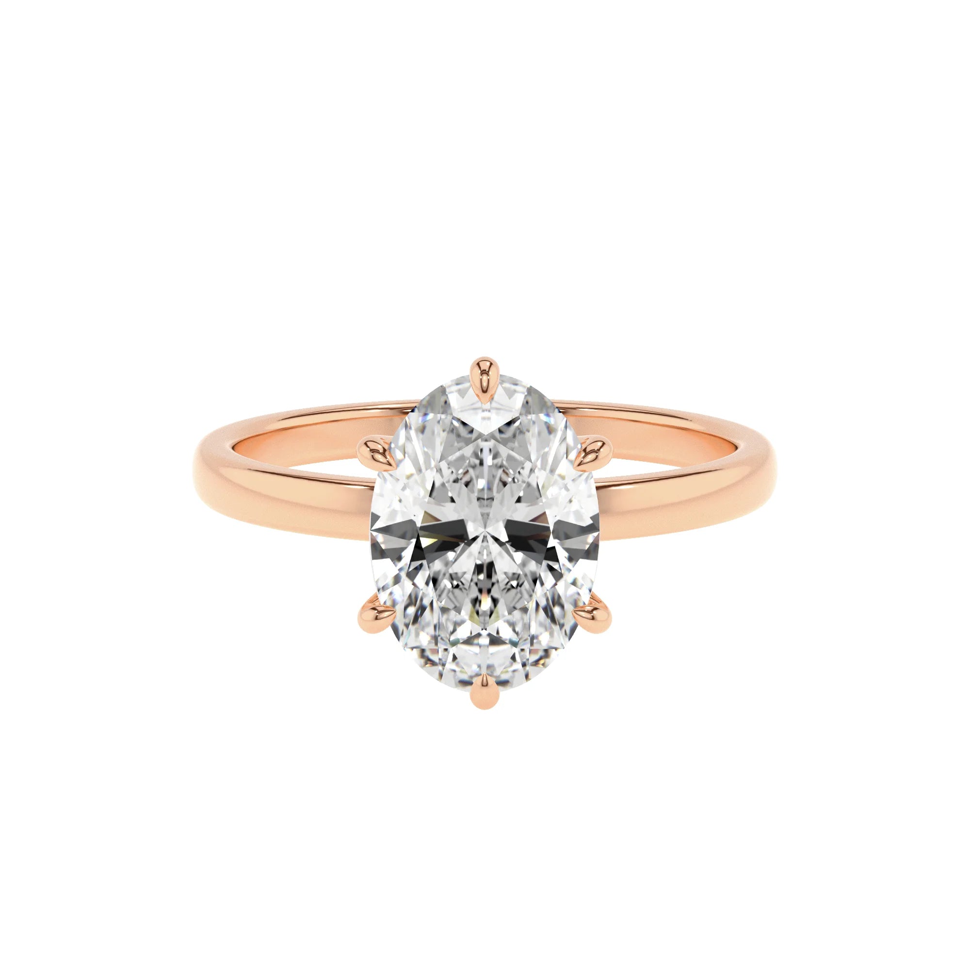 lab grown moissanite oval solitaire rings in rose gold 