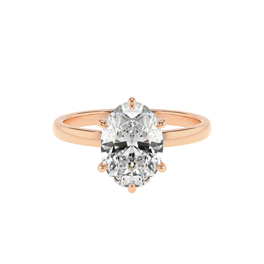lab grown moissanite oval solitaire rings in rose gold 