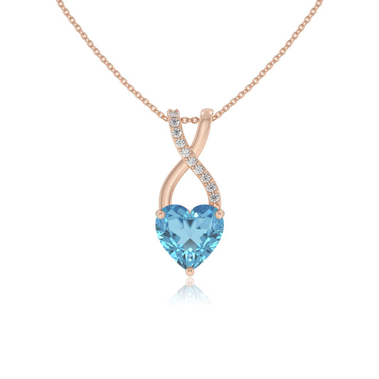 natural swiss-blue-topaz heart solitaire necklaces in rose gold 