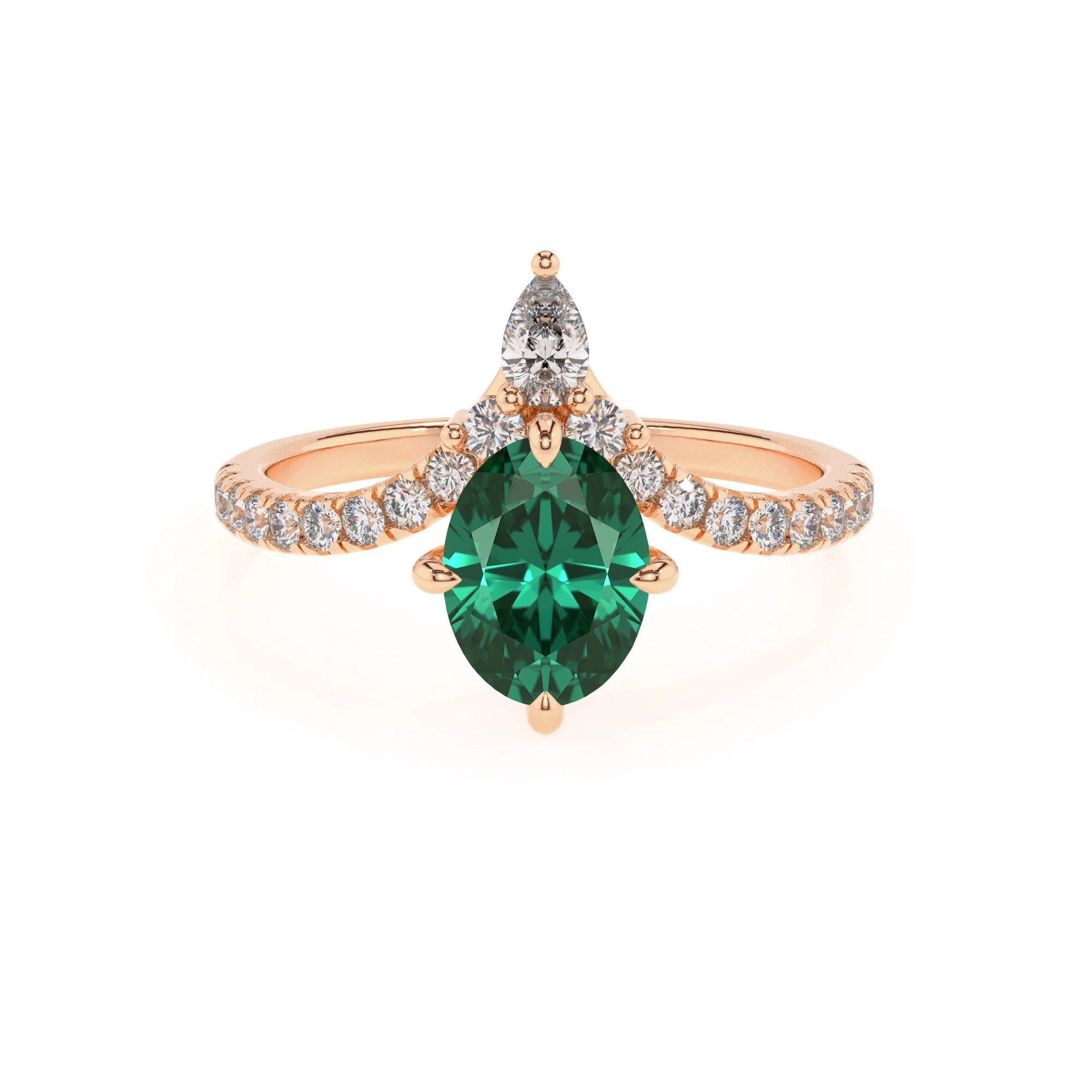 lab grown emerald oval solitaire rings in rose gold 