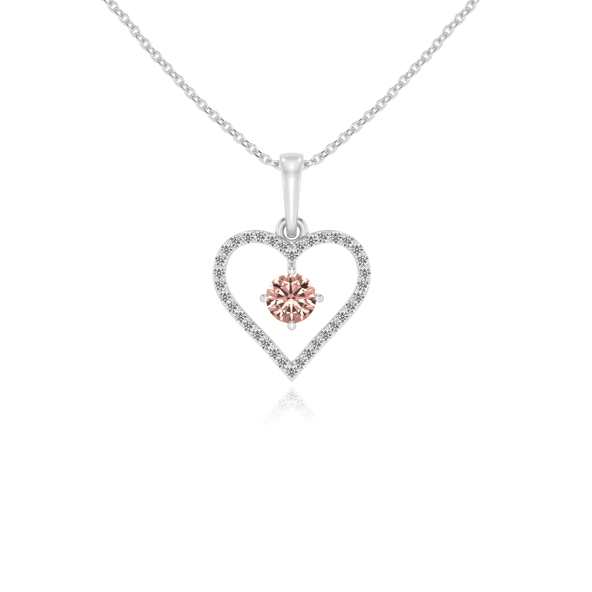lab grown morganite round infinity necklaces in platinum 