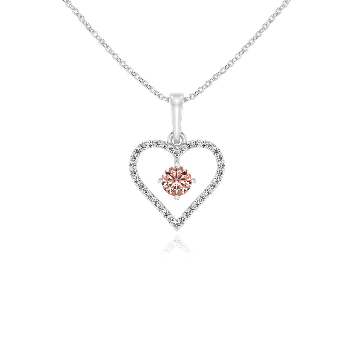 lab grown morganite round infinity necklaces in platinum 
