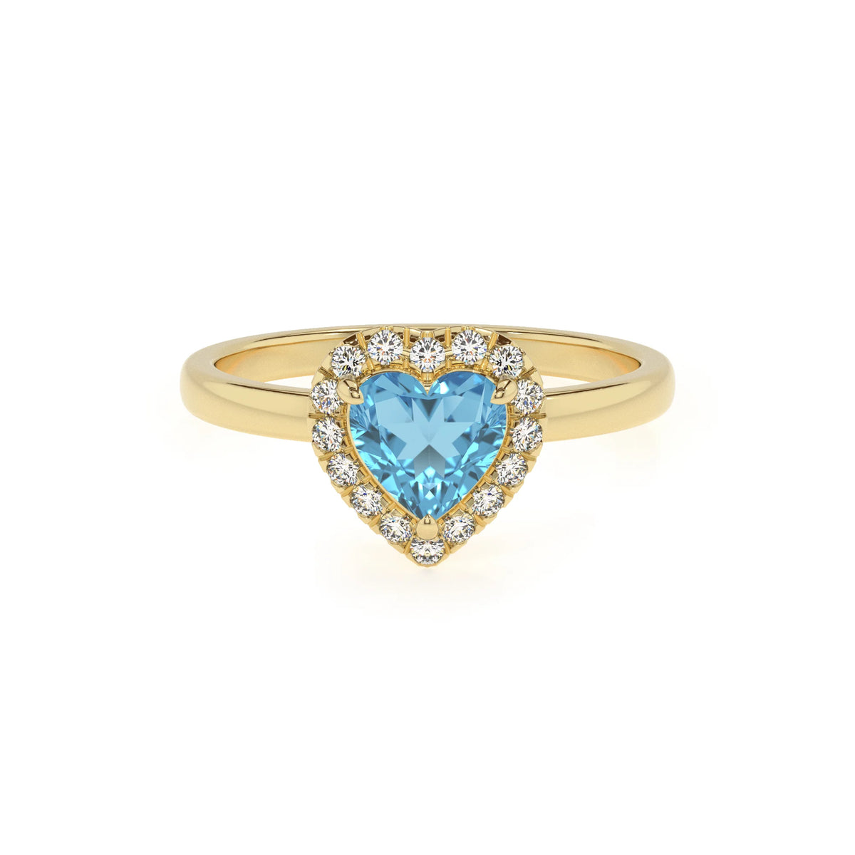 natural swiss-blue-topaz heart solitaire rings in yellow gold 