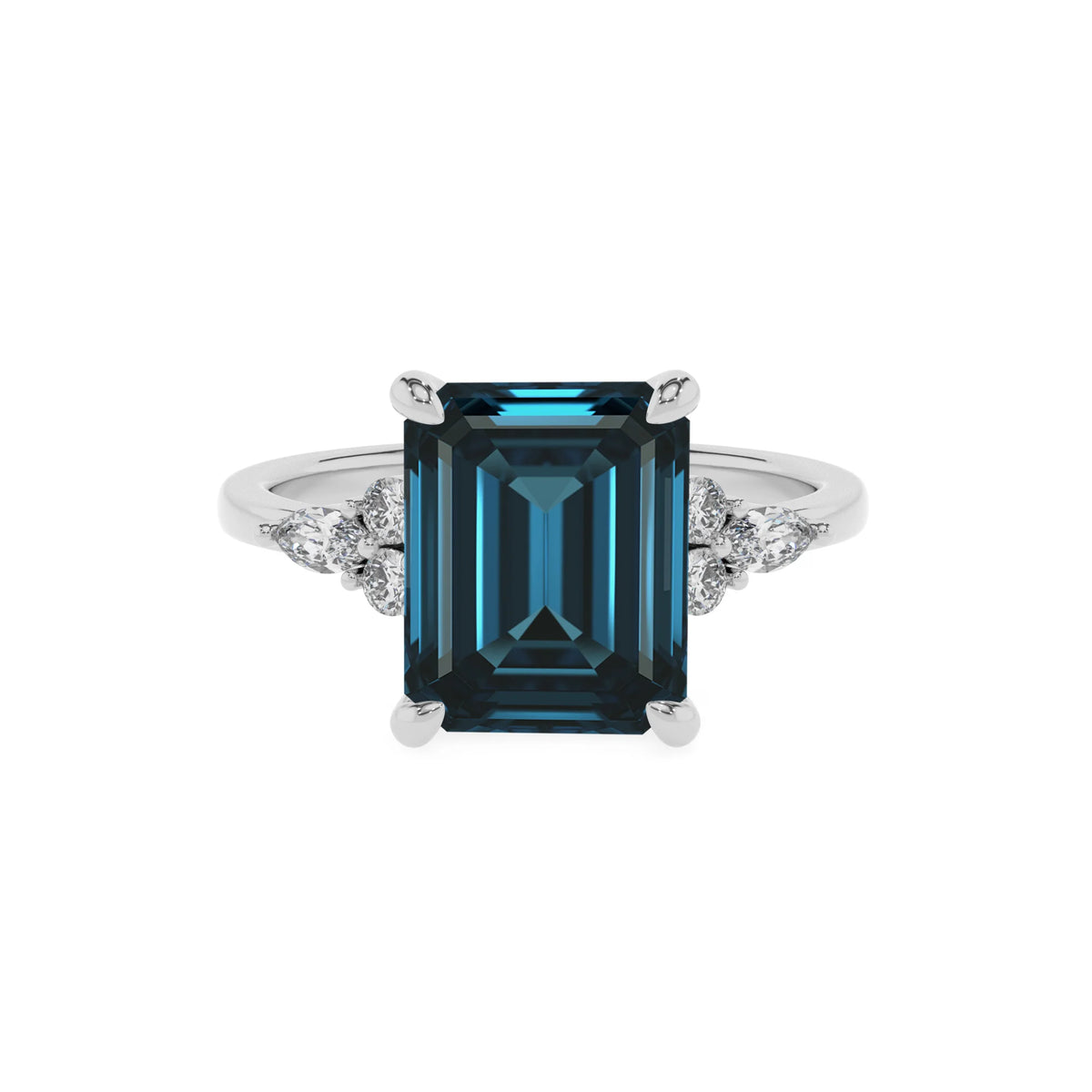 natural london-blue-topaz emerald cut solitaire rings in sterling silver 