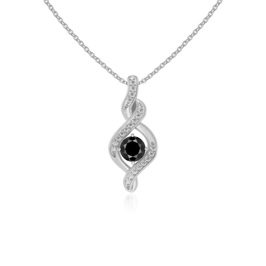 natural black-onyx round solitaire necklaces in white gold 