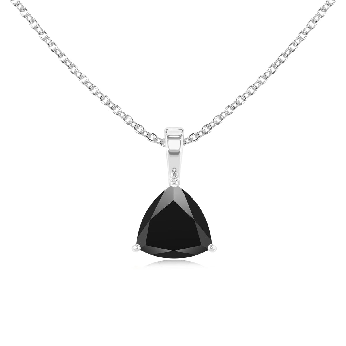natural black-onyx trillion solitaire necklaces in platinum 