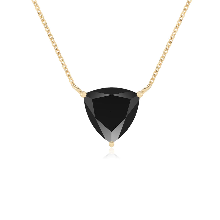 natural black-onyx trillion solitaire necklaces in yellow gold 