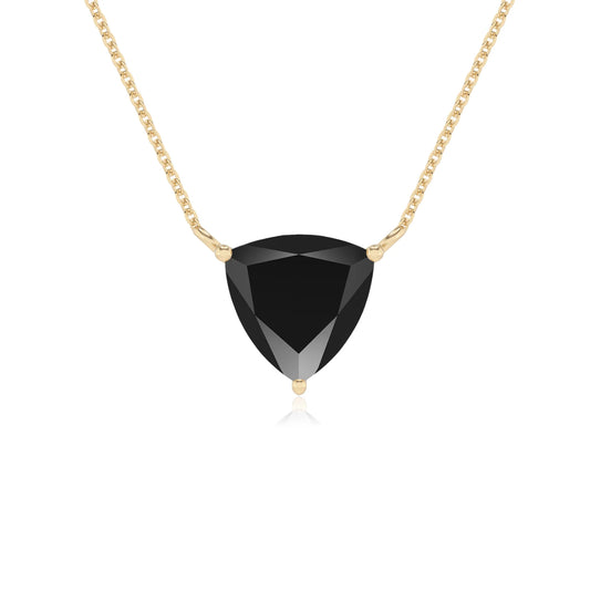 natural black-onyx trillion solitaire necklaces in yellow gold 