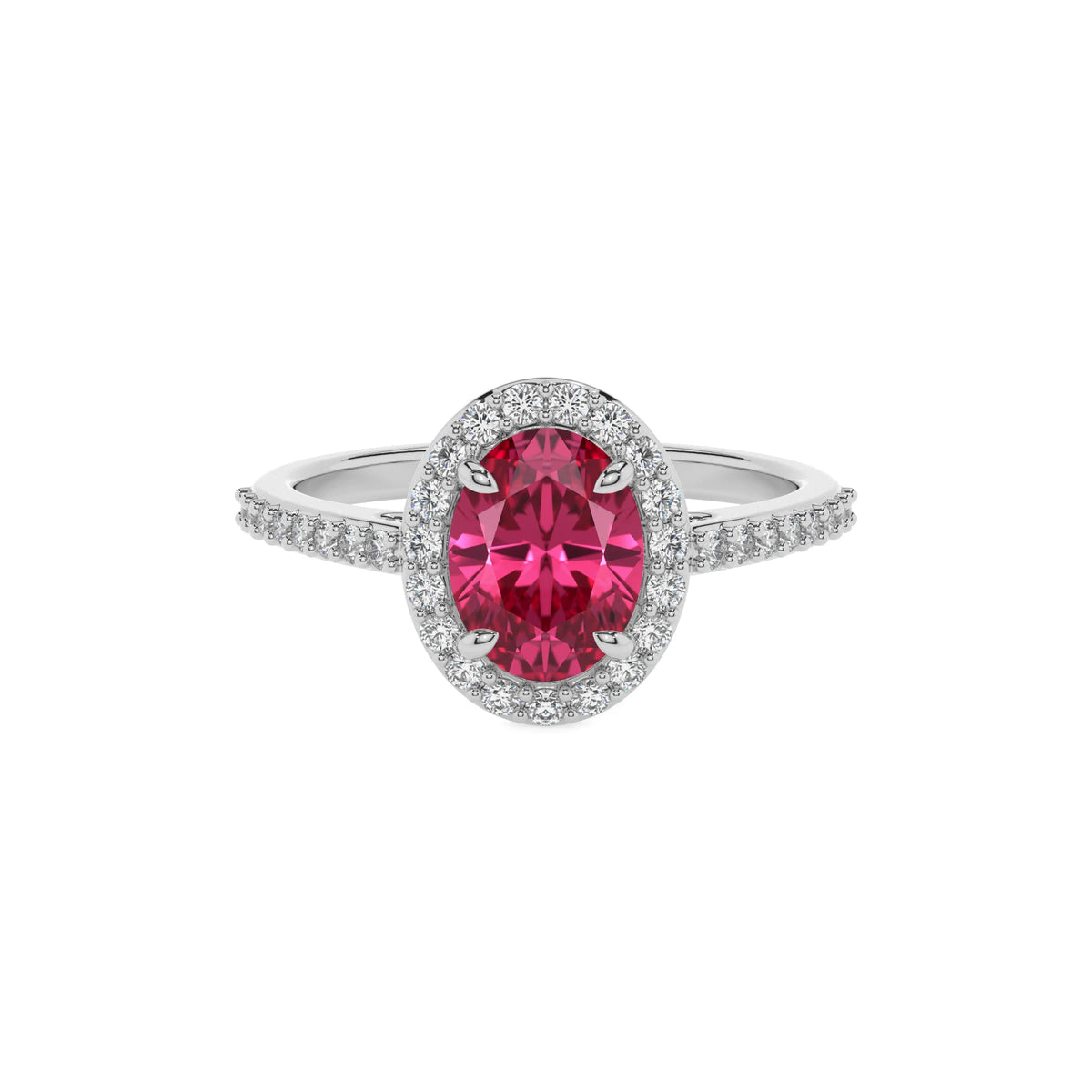 lab grown pink-tourmaline oval solitaire rings in sterling silver 
