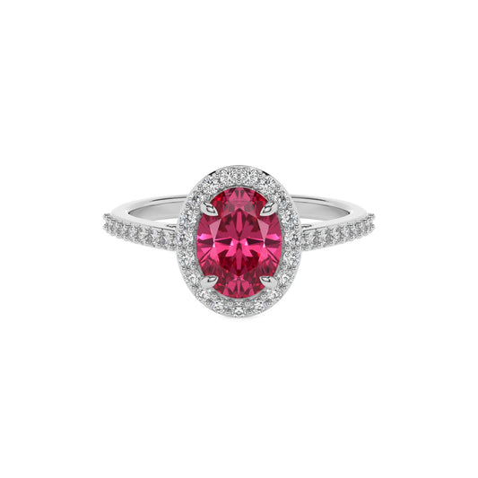 lab grown pink-tourmaline oval solitaire rings in sterling silver 