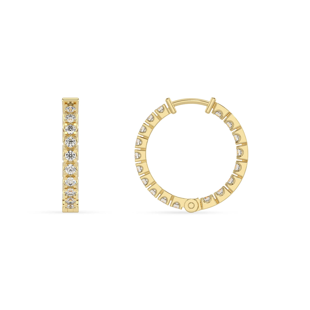 lab grown diamond round hoop earrings in yellow gold 
