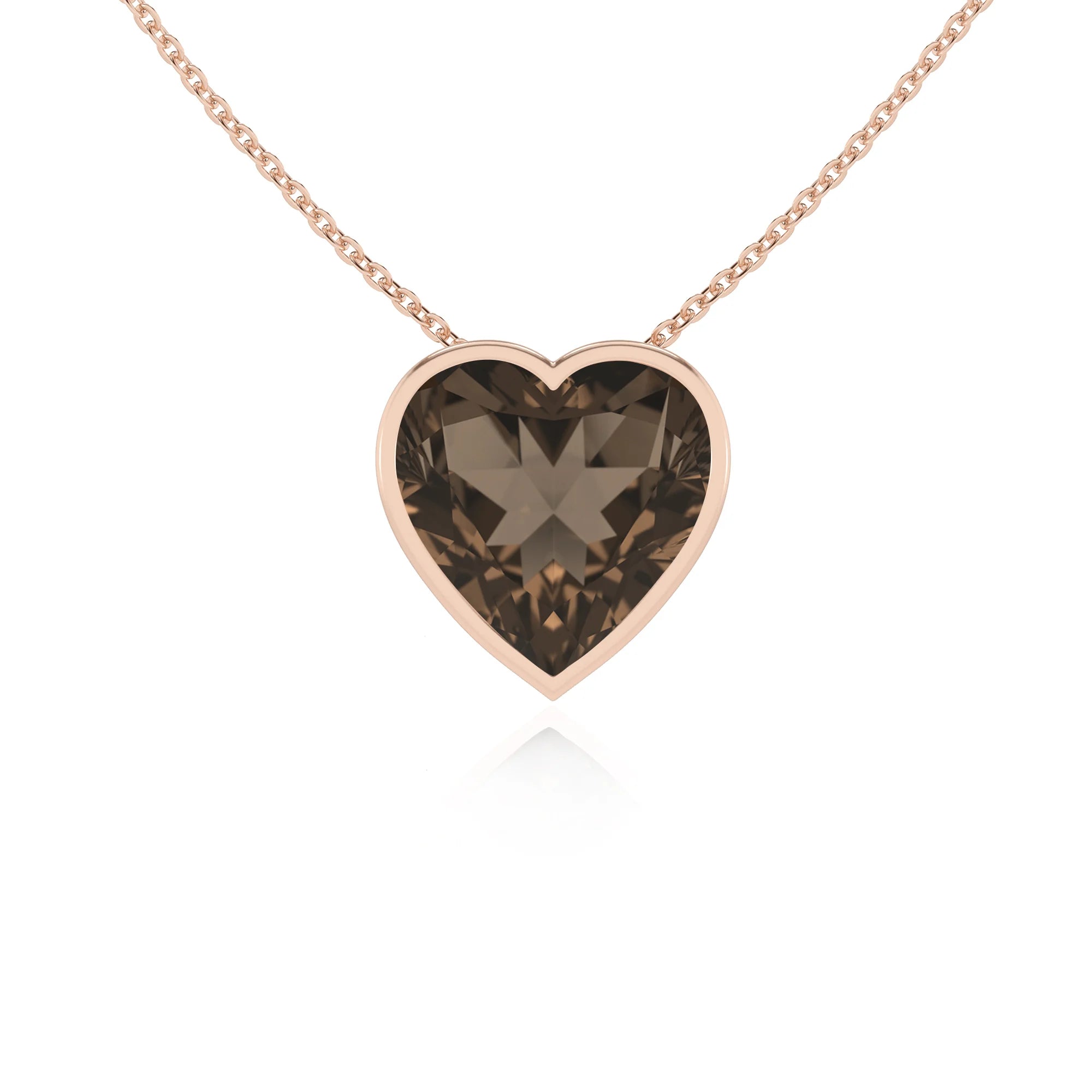 natural smoky-quartz heart solitaire necklaces in rose gold 
