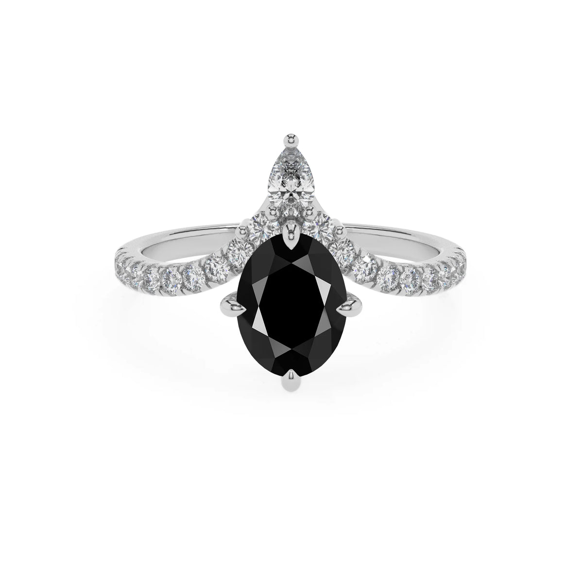 natural black-onyx oval solitaire rings in sterling silver 