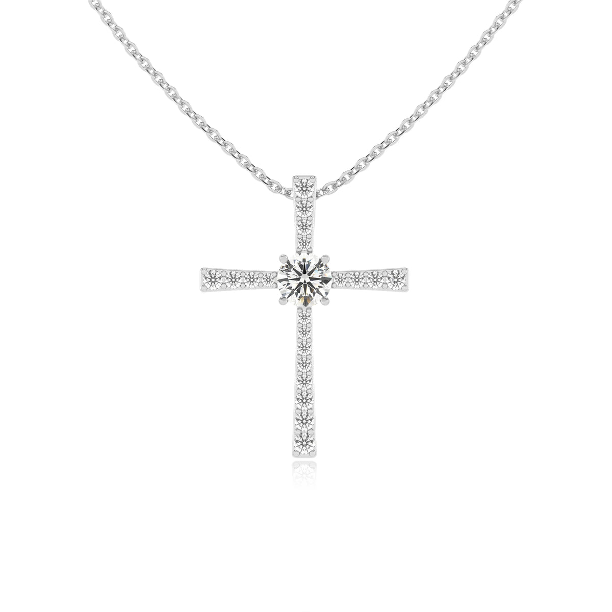 lab grown moissanite round infinity necklaces in platinum 