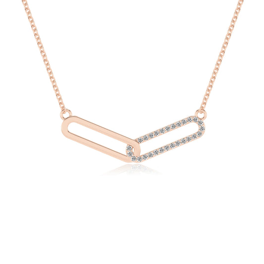lab grown moissanite round infinity necklaces in rose gold 