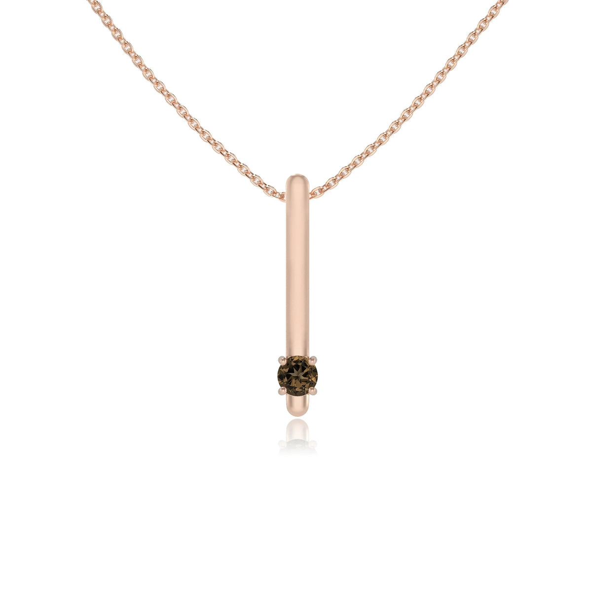 natural smoky-quartz round bar necklaces in rose gold 