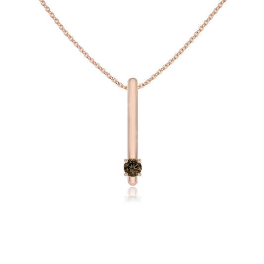 natural smoky-quartz round bar necklaces in rose gold 