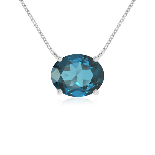 natural london-blue-topaz oval solitaire necklaces in platinum 