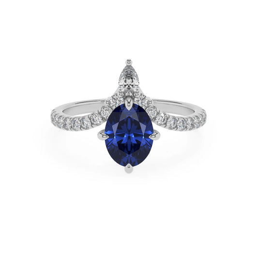 lab grown blue-sapphire oval solitaire rings in platinum 
