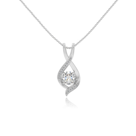 lab grown moissanite round solitaire necklaces in sterling silver 