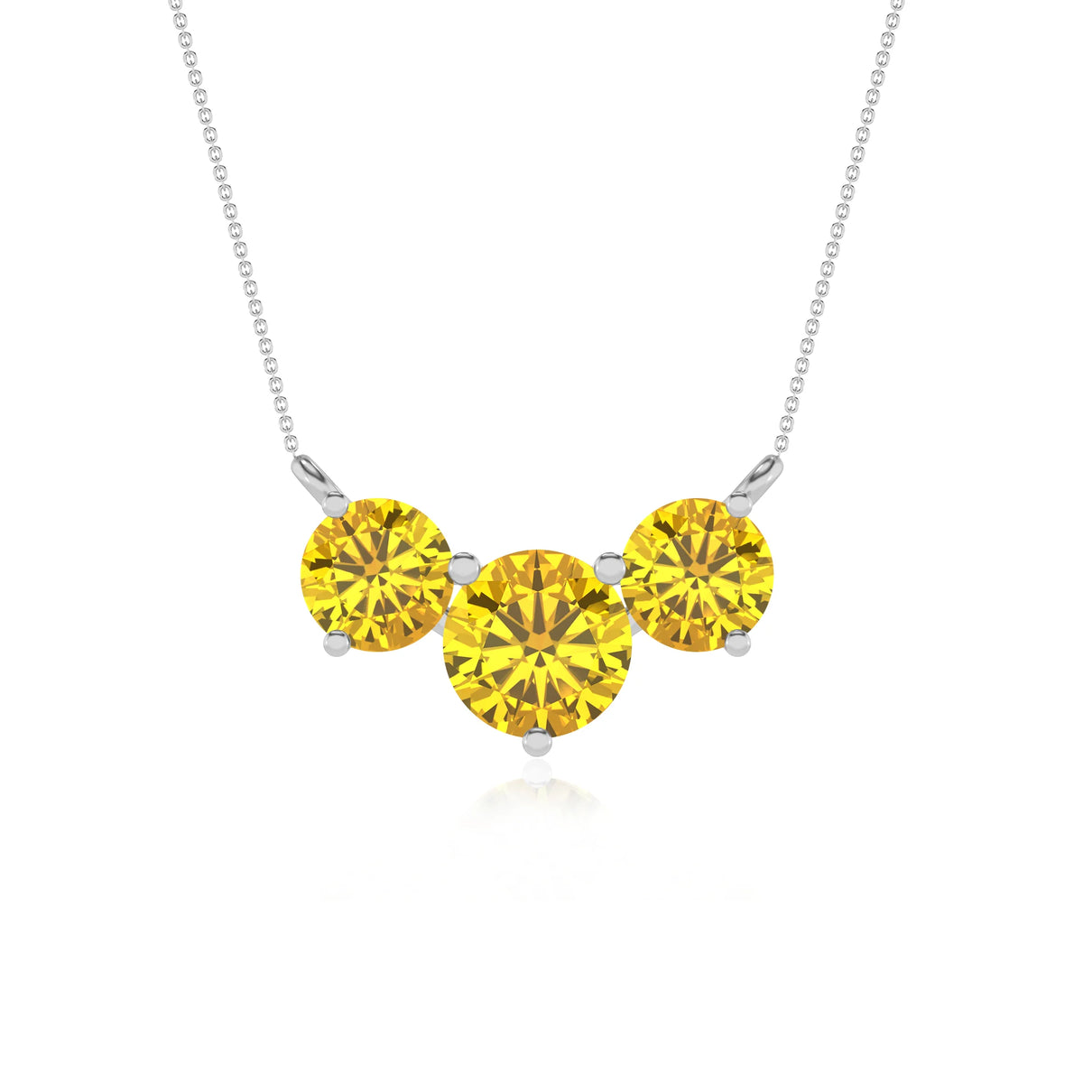 lab grown yellow-sapphire round solitaire v-bale necklaces in platinum 