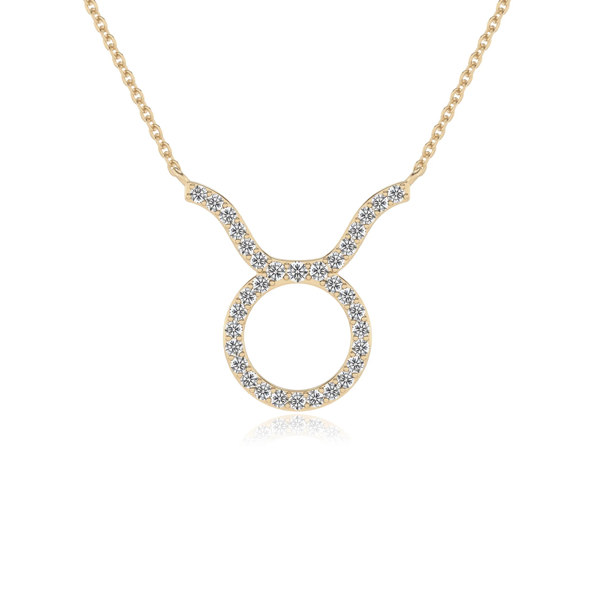 lab grown moissanite round necklaces in yellow gold 