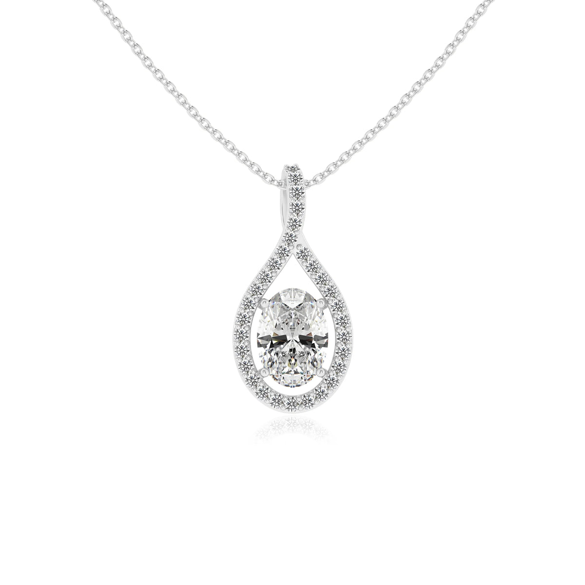 lab grown moissanite oval solitaire necklaces in sterling silver 