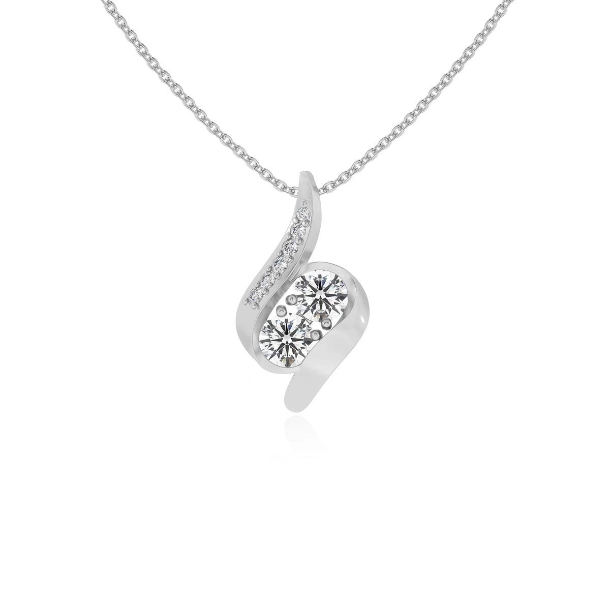 lab grown moissanite round solitaire v-bale necklaces in sterling silver 
