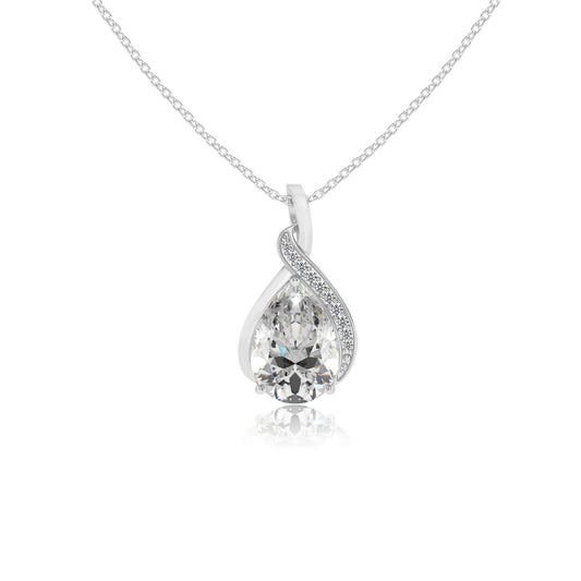 lab grown moissanite pear solitaire necklaces in sterling silver 