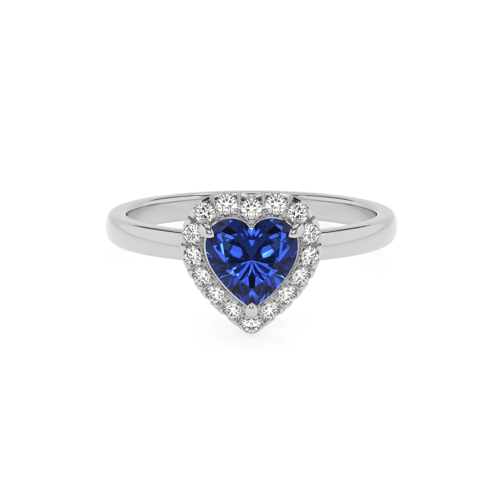 lab grown blue-sapphire heart solitaire rings in white gold 