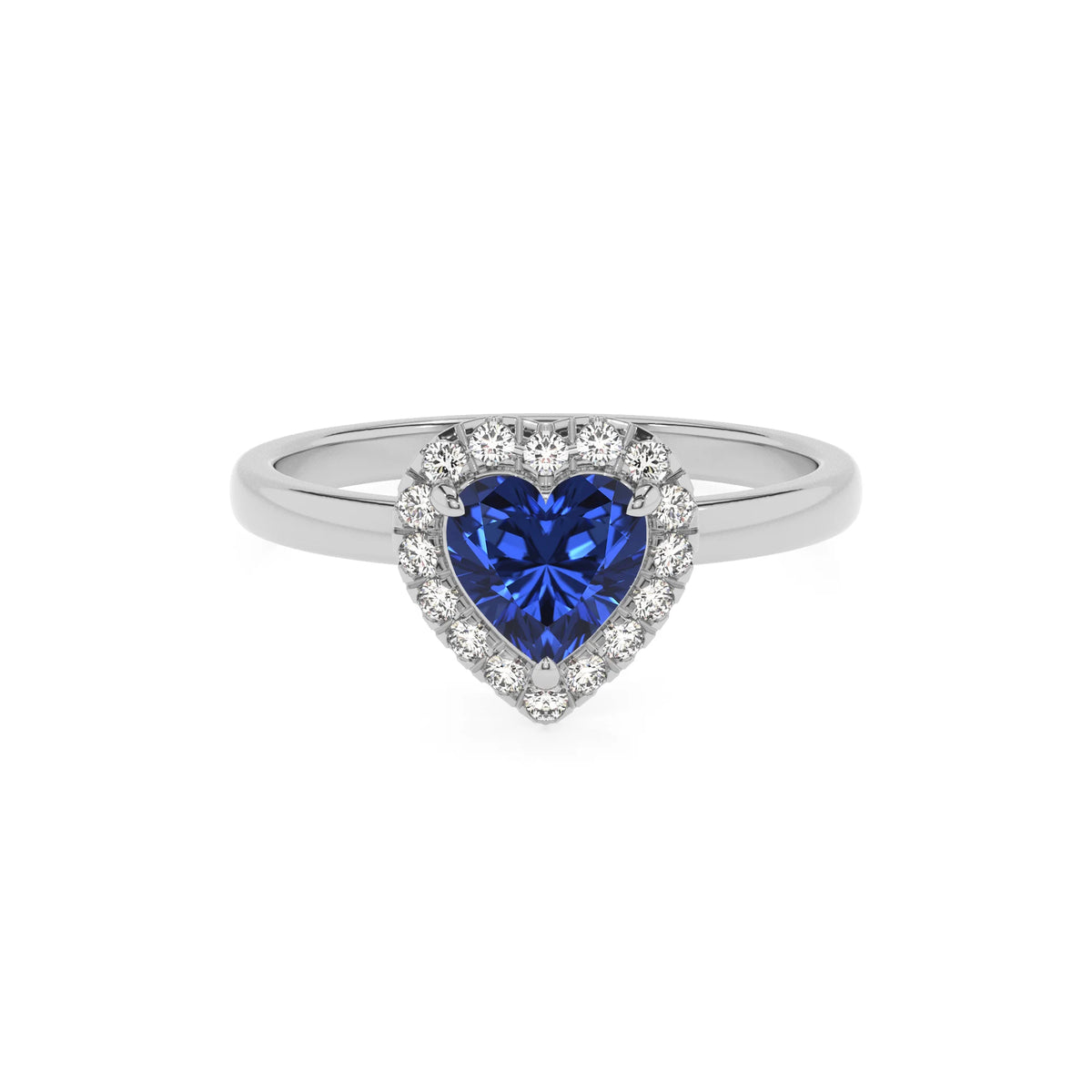 lab grown blue-sapphire heart solitaire rings in white gold 