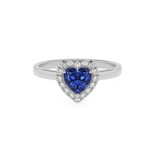 lab grown blue-sapphire heart solitaire rings in white gold 