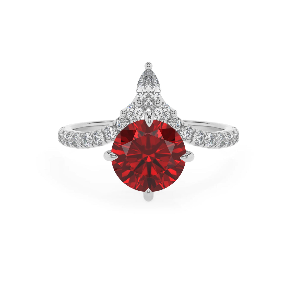 lab grown ruby round solitaire rings in sterling silver 