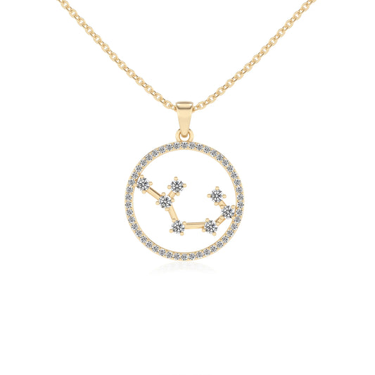 lab grown moissanite round necklaces in yellow gold 