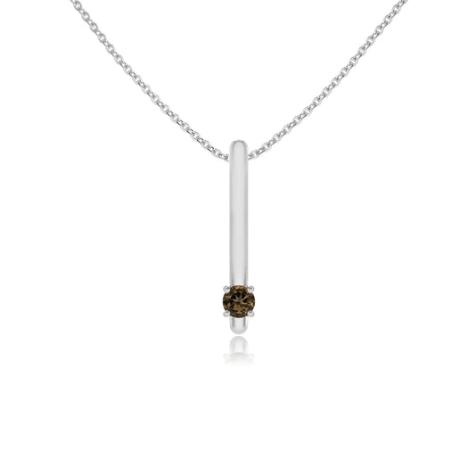 natural smoky-quartz round bar necklaces in white gold 