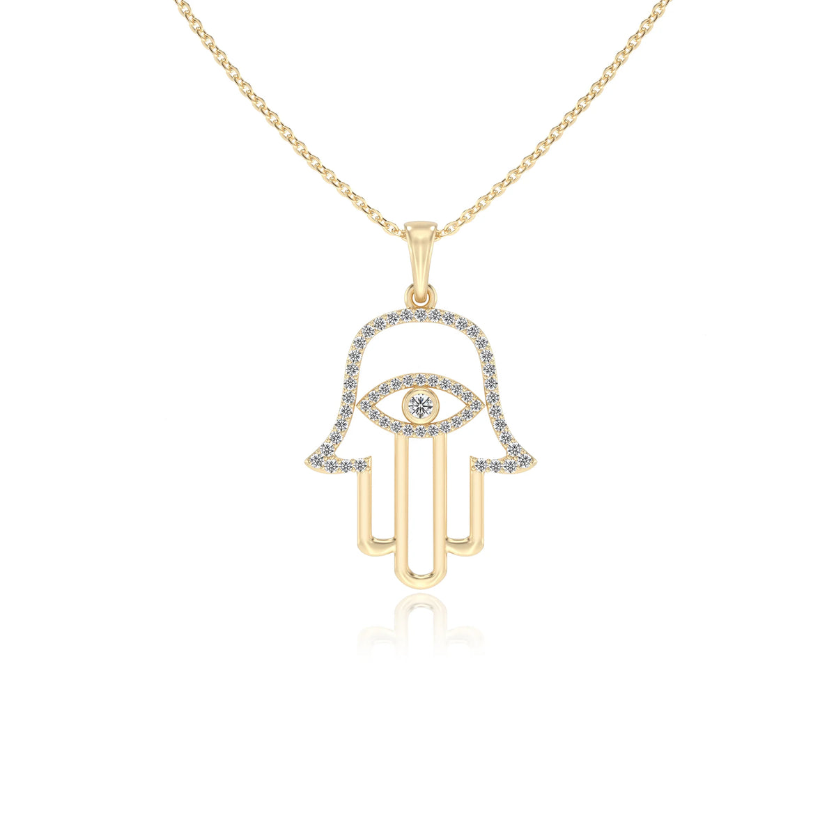 lab grown moissanite round infinity necklaces in yellow gold 
